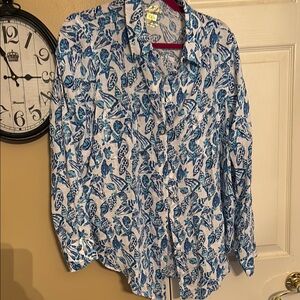 New with tags Lilly Pulitzer linen Sea View Button-Up Shirt